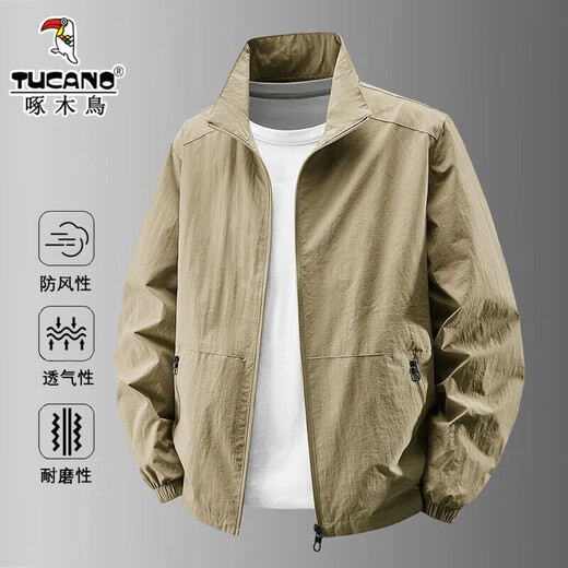 Woodpecker (TUCANO) Jacket Men's Spring and Autumn New Stand Collar Breathable Casual Loose Top Outdoor Sports Business Versatile Jacket Men Army Green Spring and Autumn XL