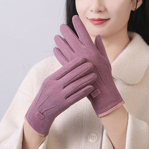 Warm gloves for women in autumn and winter, touch screen for outdoor riding, velvet, windproof, men's, anti-freeze sports, thickened cotton plush, women's velvet - gray
