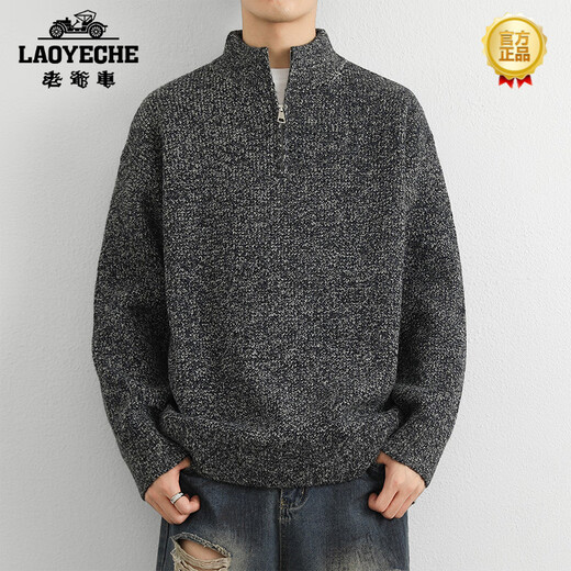 Classic Car (Laoyeche) High-End-Herren-Halbschildkragenpullover-Pullover im Winter neuer fauler Stil Lose Trendy Brand Halbzahn-Pullover lässig und vielseitig LO6627 Gelb und Blue M empfohlen 120 Jin [Jin gleich 0,5 kg]