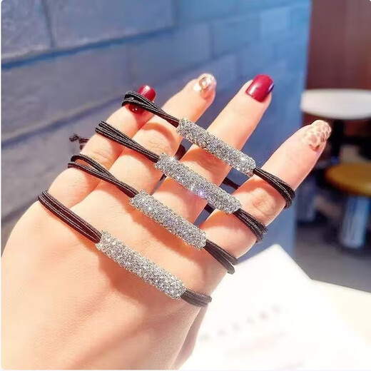 Internet celebrity rhinestone head rope high elastic hair tie
