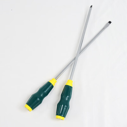 Bingyu BJ-179 Knock-through screwdriver rubber-coated screwdriver, extended slotted magnetic screwdriver 8*300mm 2 pieces