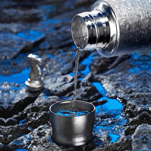 Feijian's same model, pure titanium thermos cup, double-layer titanium health water cup, titanium crystal braised tea water separate cup, gift box, 390ml starry sky blue, high-end gift box + magnetic cup lid can be used as a tea cup