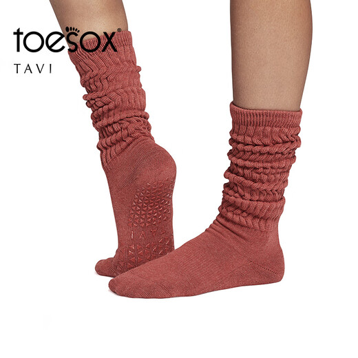Toesoxtavi co-branded yoga socks non-slip sports pile socks Pilates women's training socks double 11 dark red S (size 34-38)