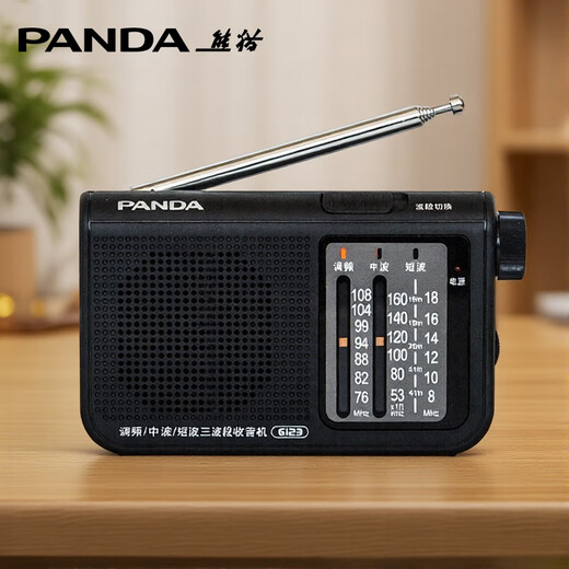 熊猫（panda）6123 老人收音机便携式袖珍迷你多全波段半导体指针式车载备用（黑）