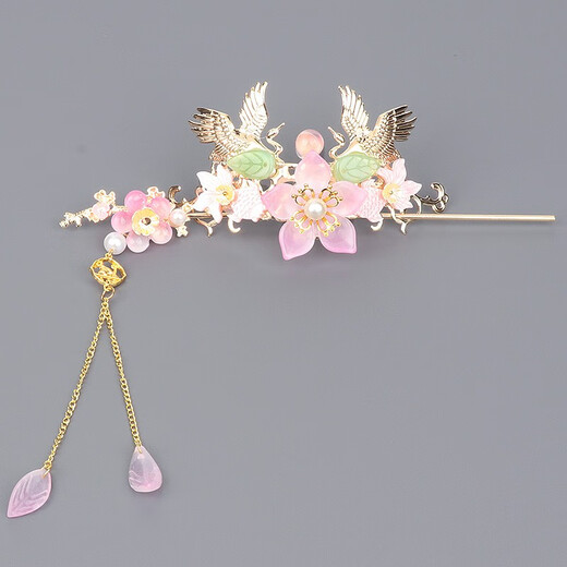 Qimei Love New Year Children's Hanfu Hair Accessories Ancient Style Step Princess Hairpin Girls Chinese Style Red Tassel Ball Hair Crown 2 Hair Crowns Red Ribbon Style