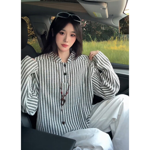 Sheman Lai herringbone pattern Henry collar sweatshirt men's autumn American style long-sleeved T-shirt men's inner layer POLO shirt base layer gray XL