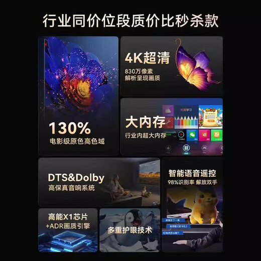 Konka Yunshang has sold 100,000+ 2025 new ultra-high-definition smart network wifi voice TV ultra-thin LCD projection screen living room eye protection elderly children home display 65LED* smart voice version 108*63 cm nationwide joint warranty + SF Express + ten years of free replacement