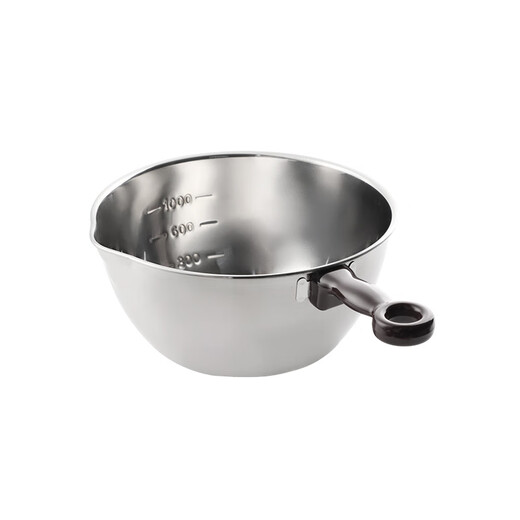 Shuangshan Stainless Steel Cooking Bowl with Scale Baking and Egg Basin Single Handle Deepening Stuffing and Mixing Salad Preparation Bowl 1L 17.5*Height 9cm