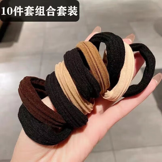 Durable black elastic hair band women's high ponytail hair rope headband leather case simple and versatile rubber band hair accessories mixed color 5 pieces (OPP bag)