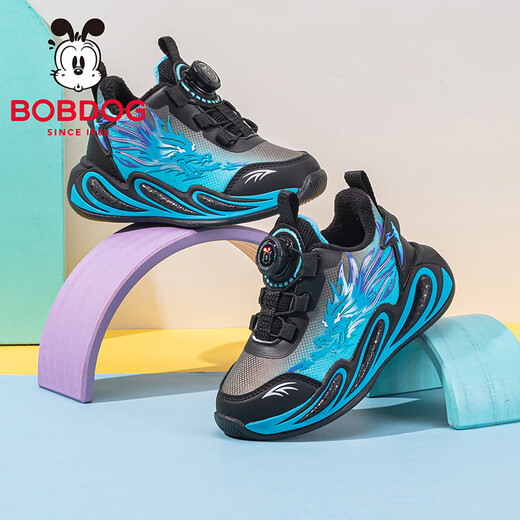 Babudou children's shoes boys' comfortable and warm running shoes winter velvet children's sports shoes 106555095 black/starry sky blue 32