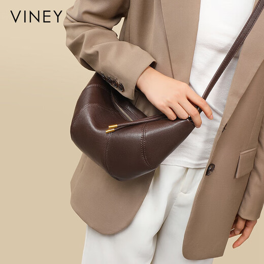 viney包包女包牛皮斜挎包轻奢品牌单肩饺子包生日礼物高级感送女友老婆