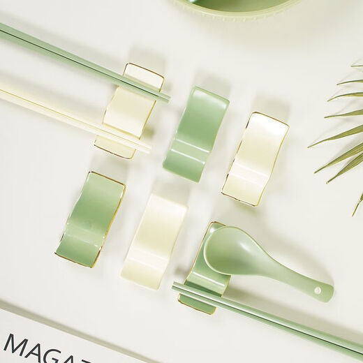 ORANGE KING cream style chopstick holder light luxury gold rim chopstick holder dual-purpose public chopstick holder household chopstick pillow ceramic curved chopstick holder - gold rim mixed color 4 pieces