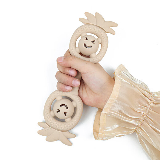 Teething Baby Food Grade Silicone Latex Toothbrush Teething Stick Teething Stick Teething Device Anti-Eating Hand Teether Pacifier Pineapple (Color Matching) Yellow and Green Color Matching 1 Pack