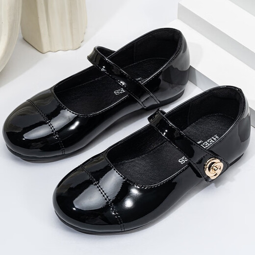 Tong Xiaoxiangfeng Princess Leather Shoes 2025 Spring and Autumn New French Soft Sole Black Mary Jane Children's Pumps Black Size 36 Shoes Inner Length 23cm
