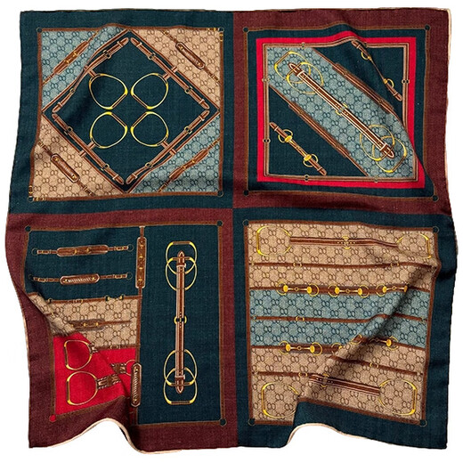 Seide und Wolle gemischt Retro Steigbügel Leder Square Schal für Frauen im Frühjahr und Sommer High-End Light Luxury Seidenschal CSQY Spaziergänge durch London Seidenschal JD [Mulberry Seidenwolle] Spaziergänge durch den Londoner Retro-Schal [65*65 cm] begrenzte Zeit plus exquisites Schal-Geschenkbox