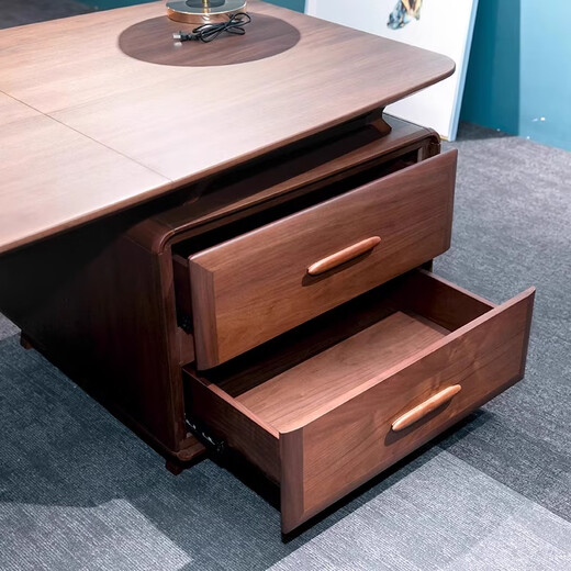 CUNOHVRG Solid Wood Boss Desk President's Desk New Chinese Style Executive Desk Simple Modern Table and Chair Combination Painted Manager's Desk 2.4 Meter Desk