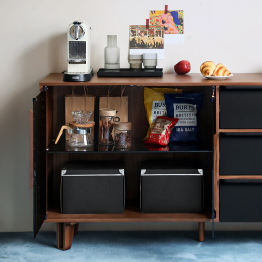 NORHOR Nordic expression/medieval retro style/New/Mann glass black walnut sideboard/drawer storage cabinet in stock 150 43 79cm