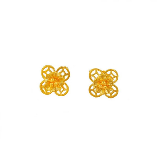 Pupan Lao Phoenix Gold Small Earrings for Women Ruyi Knot Ear Sticks Plated Personalized Earrings Earrings as Gifts for Girlfriends Butterfly Earrings