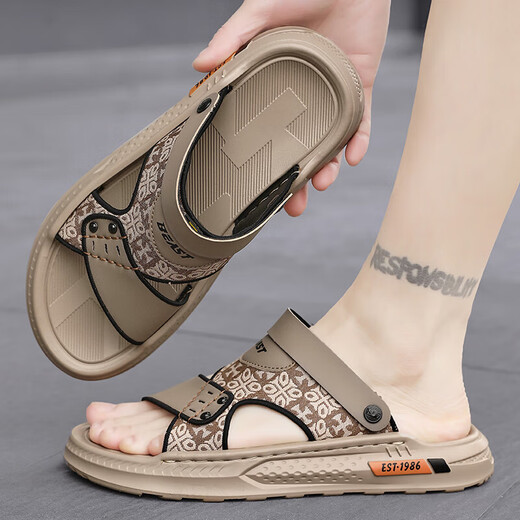[Direktverkäufe vom Hersteller] Männersandalen für Herren, die Nicht-Schlupf-Drive-Dual-Purple-Hausschuhe für Sommer im Freien Mode Sandalen Strandschuhe Khaki 41 tragen