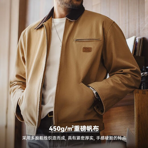 Madden Workwear Detroit Hunting Jacket Men's American Retro J001 Barn Style Lapel Barn Jacket Autumn New Khaki Maillard Outfit/Star Travel Same Style XL