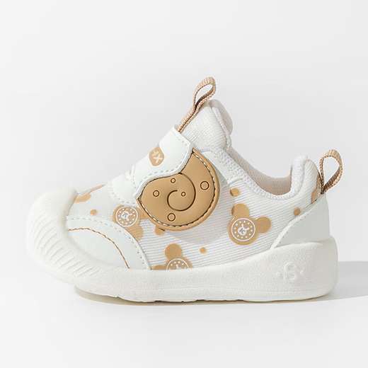 Xi'er toddler shoes for men and women in autumn, non-slip soft sole front shoes, baby shoes, children's shoes, breathable sports toddler shoes, snail, light brown, size 16, inner length 12cm