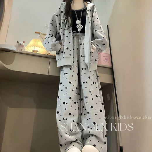 Girls Suit Spring and Autumn 2025 New Children's Style Jacket Autumn Two-piece Sportswear Set for Older Children, Junior High School Students, Gray Suit, Jacket + Pants, Pendant not included 160