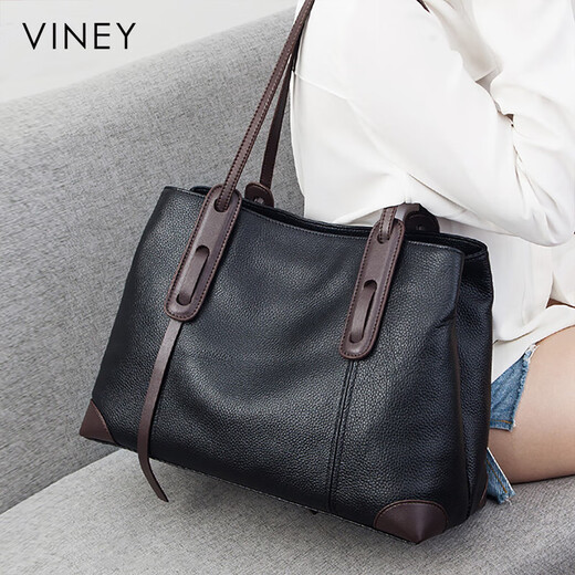 Viney cowhide bag women's bag large capacity tote bag light luxury shoulder bag birthday gift high-end for girlfriend and wife