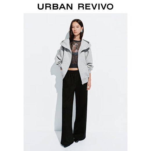 
UR2025 autumn new women's casual daily hooded zipper ultra-loose jacket UYY150093 medium gray flower gray (slightly loose) M (M-L)