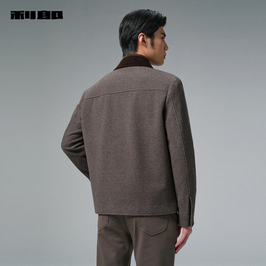 Lilang Woolen Coat Men's Short Winter Woolen Jacket Coat Fashion Contrast Color Collar Wool Coat