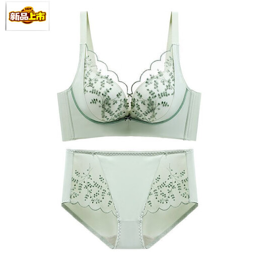 MORTEN SOLUM Big Brand New Sexy Wire-free Small Breast Gathered Lace Animal Year Big Red Women's Underwear Anti-Sagging Bra Gray Blue 70A 32A Set