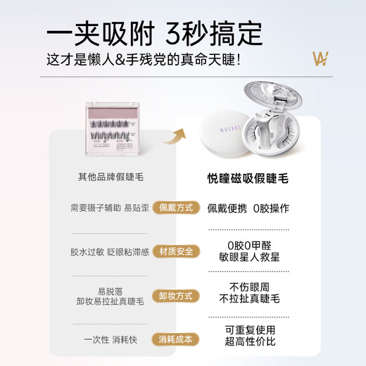 WOSADO Yuetong magnetic false eyelashes natural simulation glue-free swollen eye bubbles LD cat claw black