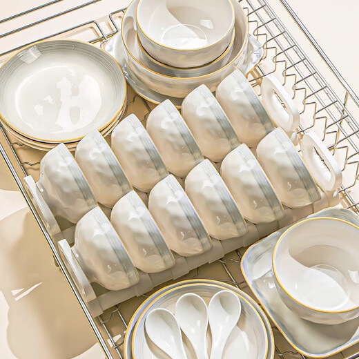 Ink-colored bowls and plates household set underglaze color ceramic bowls and plates simple bowls, bowls, chopsticks and tableware set 48 pieces as a housewarming gift