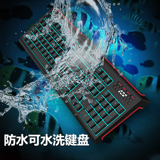 B.FRIENDit Washable RGB backlit silent keyboard Waterproof wired keyboard USB external laptop keyboard Scissor-leg office keyboard Luminous gaming keyboard Black RGB washable