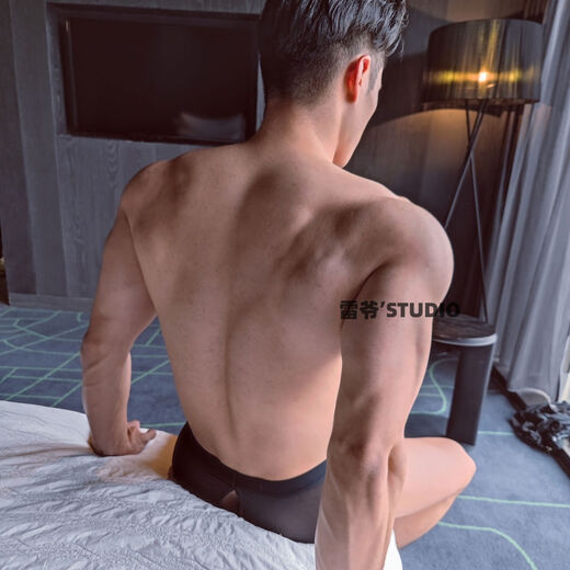 Men's Sexy Crotchless Pants Revealing Buttocks Thong Single-layer Mesh Bikini Men's Breathable Translucent Underwear Lei Ye's Black Back Open One Size