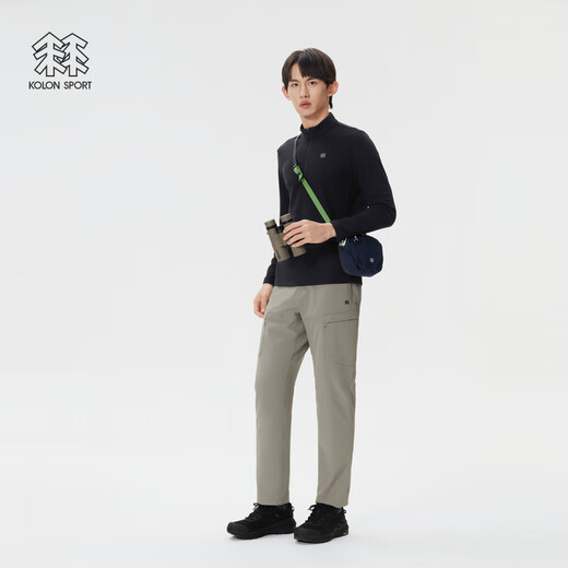 KOLON SPORT outdoor casual clothes men's imitation alpaca texture half zipper long-sleeved T-shirt