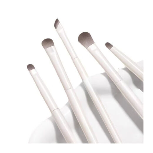 Pure white cloud porcelain makeup brush set, eye shadow blade brush, eyeliner brush, color blending detail eyebrow brush, 5 pieces cloud porcelain makeup brush + storage bag