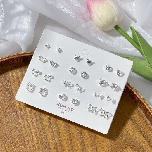 YKINCASL Old Phoenix butterfly earring combination fashionable design 9999 sterling silver silver needle anti-allergic whitening versatile earrings whitening anti-allergic silver needle same style as Lao Fengxiang