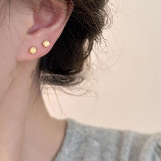 Bioceramic ear piercing women's earrings, hypoallergenic ear sticks, no need to take off ceramic earrings for sleeping, six pairs, free PE gift box, round earrings - full body ceramic