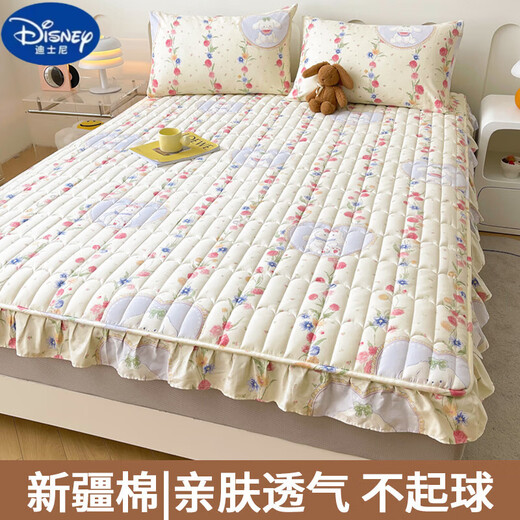 Disney (Disney) pure cotton summer skirt bed sheet three-piece set cotton bedspread baby type A bed cover mattress dust cover 2024 new Loli breathable and comfortable skin-friendly naked sleeping three-piece set pillowcase 1 pair 150cm*200cm