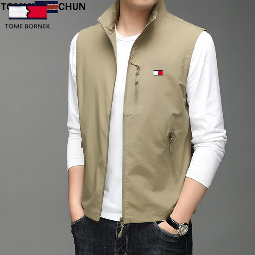 
Tommy Hee Kelly Tommy Pure Sports Vest Summer Lightweight Outdoor Fishing Travel Leisure Men's Horse Clip Standing Collar Vest Blue L (Suggested 120-140Jin [Jin equals 0.5 kg])