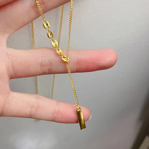 Di is the old Phoenix 999 gold signed necklace 18K gold pendant lucky signed gold bar safe signed summer neck clavicle chain