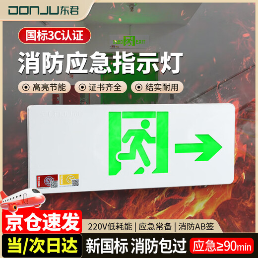 Dongjun Fire Safety Exit Indicator Light Emergency Escape Channel Lighting New National Standard LED Sign Light Commercial Floor Emergency Evacuation Lighting 220V-Single Side Right