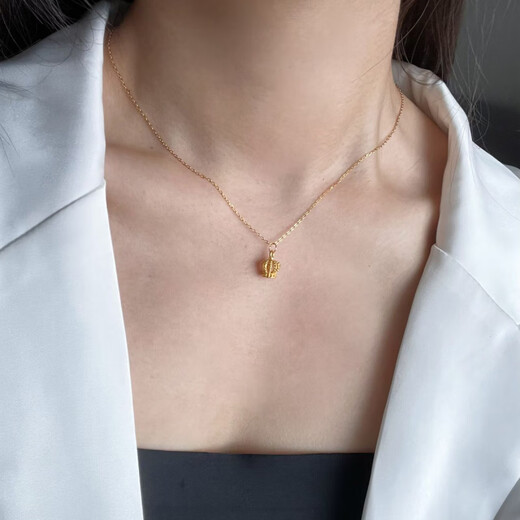 NSYCA Old Phoenix 999 gold-plated ancient gold crown pendant necklace women's clavicle chain light luxury versatile sweater chain Lao Fengxiang same style crown pendant + O chain