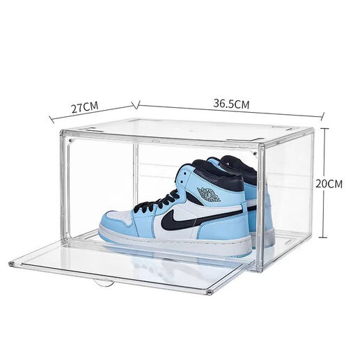 Transparent shoe box drawer folding shoe rack home door dust-proof long boot storage box acrylic shoe cabinet side opening - transparent 10 pieces double magnetic door 48 yards easy to install