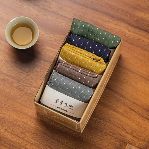 Huairunji high-end thickened tea towel, absorbent tablecloth, special towel for tea table, rag, cup mat, kung fu tea set accessories, cotton and linen baby's breath tea towel - green