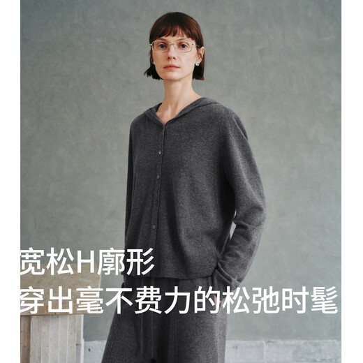 Mai Meng Stand Collar Two Wear MM Retro Soft and Waxy 0 Pressure Wool Sheep Knitted Sweater Cardigan Top 26 New Products Lapel - Gray 5GA934811-1 M