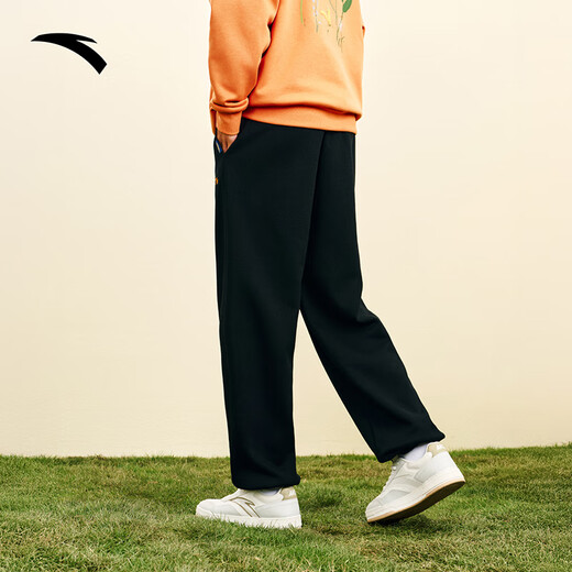 ANTA Fox Bu Collaboration | Velvet casual sports trousers for men in winter, warm, loose and interesting pattern trendy girdle pants