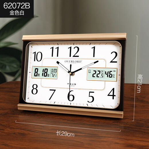 The Story of Time Home Table Clock Perpetual Calendar Table Clock Living Room Simple Modern Wall Clock Desktop Clock Silent Stand Hanging Dual-Purpose 62072B - Dual Liquid Model - Phnom Penh White Surface - Luminous Model 29*21cm