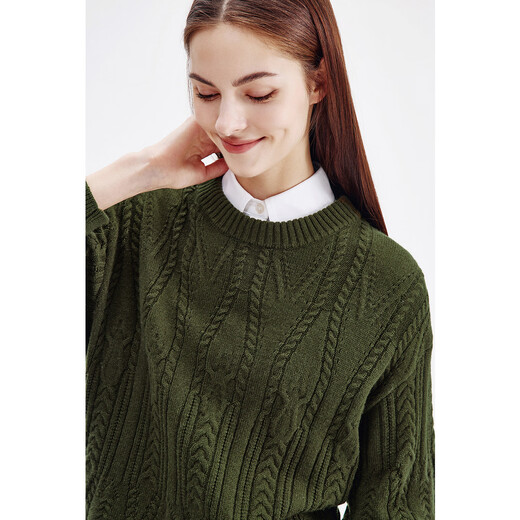 
Navigare Italian sailboat crimp cardigan ladies 2025 autumn and winter new knitted base shirt casual sweater vitality green S