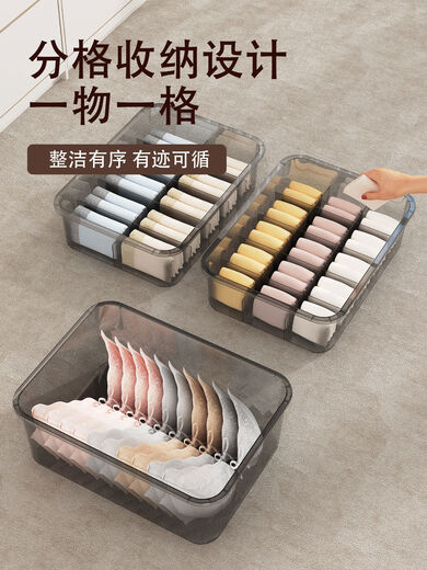 Receive cat underwear, underwear and socks storage box, dust-proof storage box, household three-in-one intimate clothing compartmentalization box, two-piece set without grids + 10 grids with cover, dust-proof upgrade and heightening